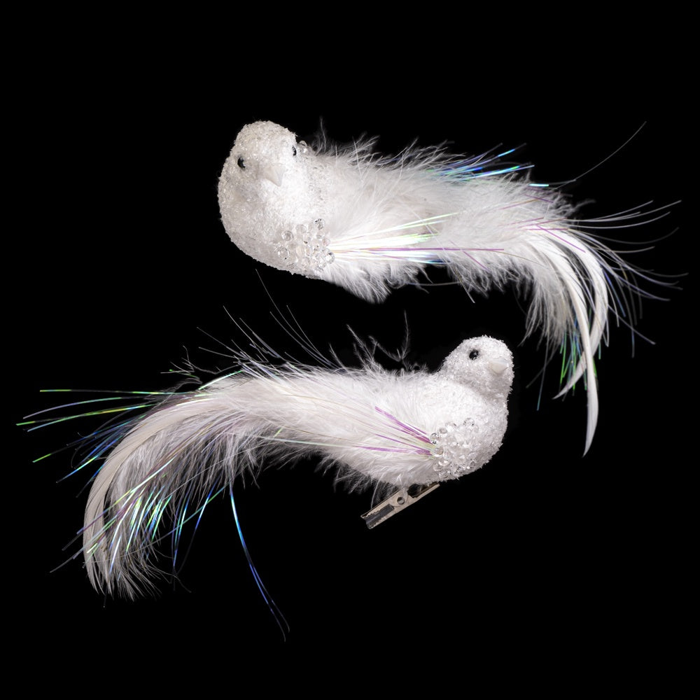 White Feather Bird Clip