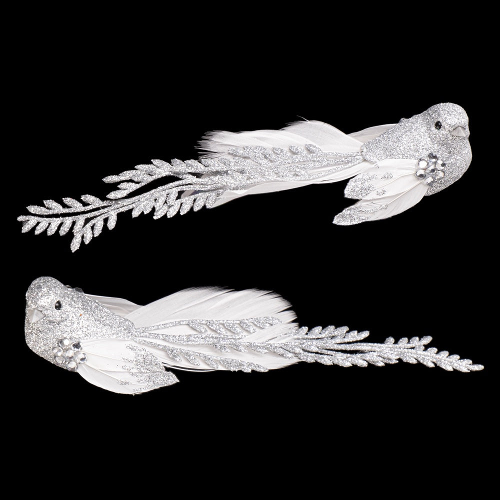 White & Silver Bird Clip