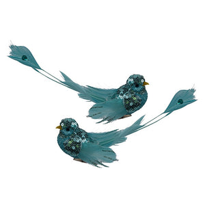 Glittering Teal Bird Clip