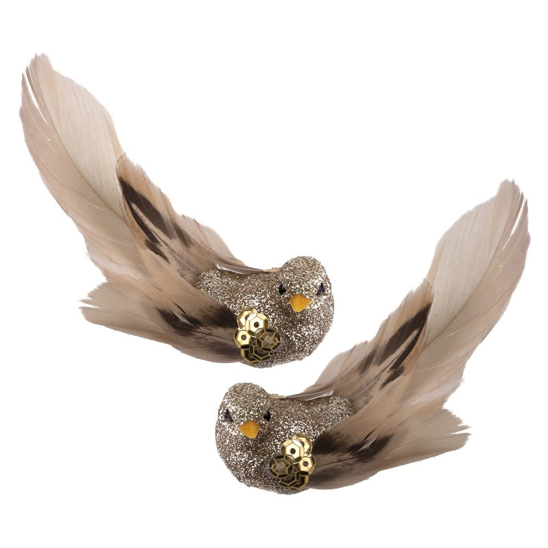 Glittery Champagne Bird Clip