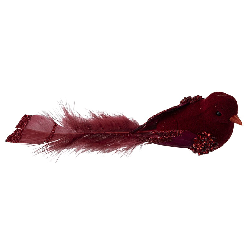 Burgundy Glittering Bird Clip