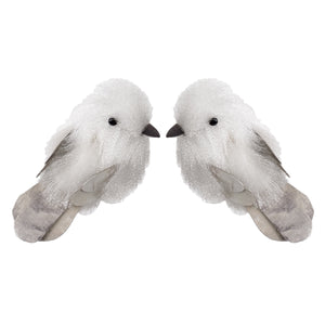 Grey & White Cone Tail Bird Clip