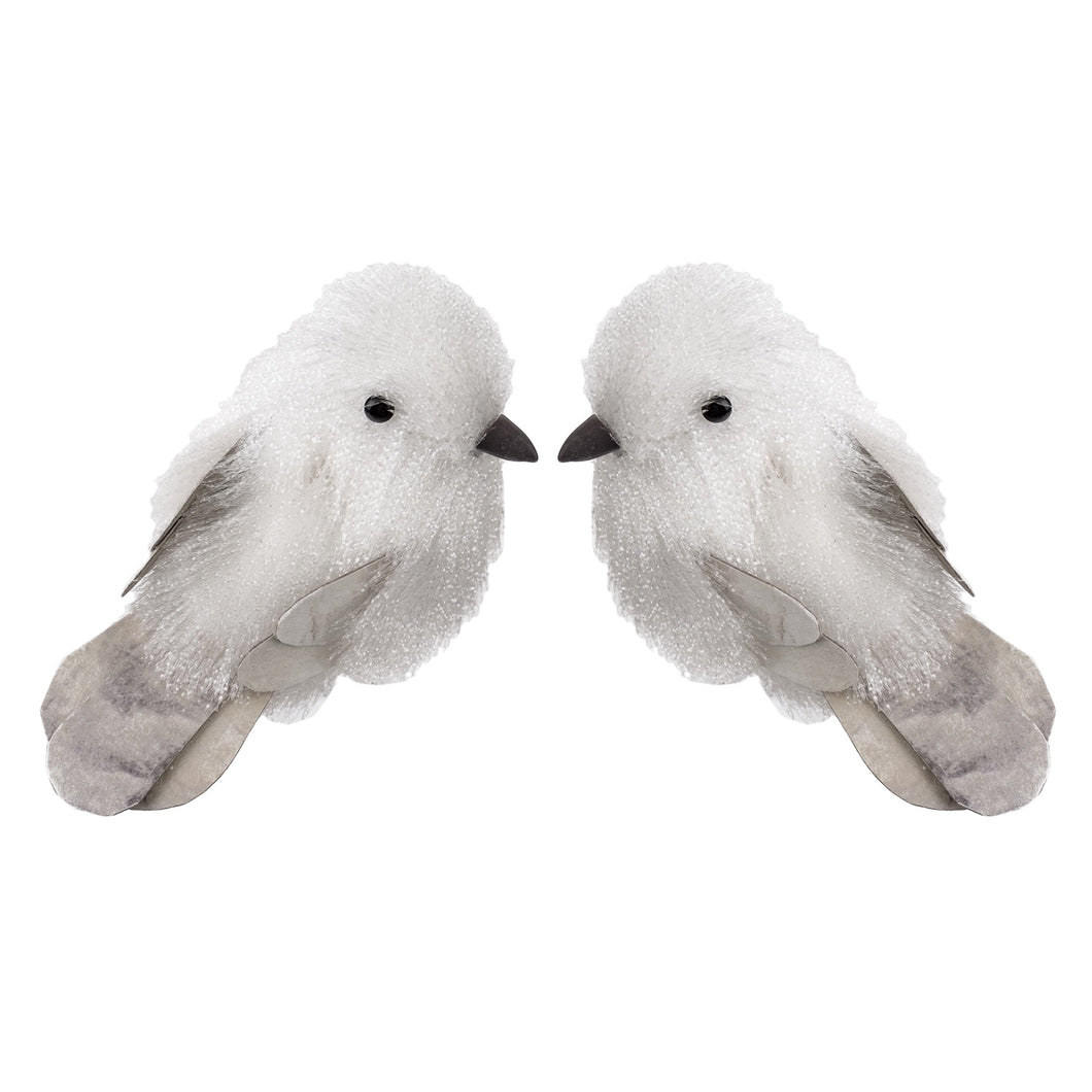Grey & White Cone Tail Bird Clip