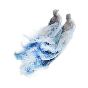Smoky Blue Bird w Curly Feather Tail