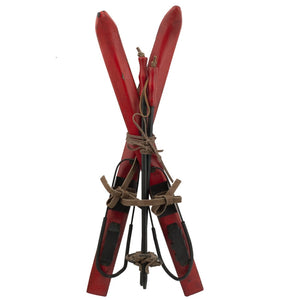 Large Red Skis & Poles