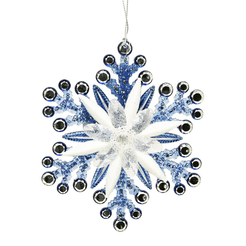Crystal Blue Snowflake Ornament