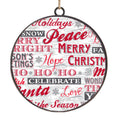 Red Scripted Metal Disc Ornament