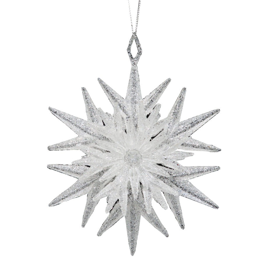 Silver Crystal Like Snowflake Ornament