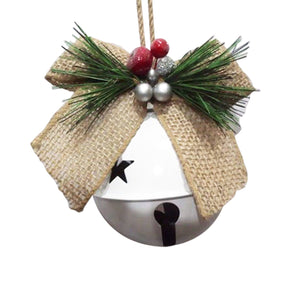 White Bell Ornament with Burlap Ribbon