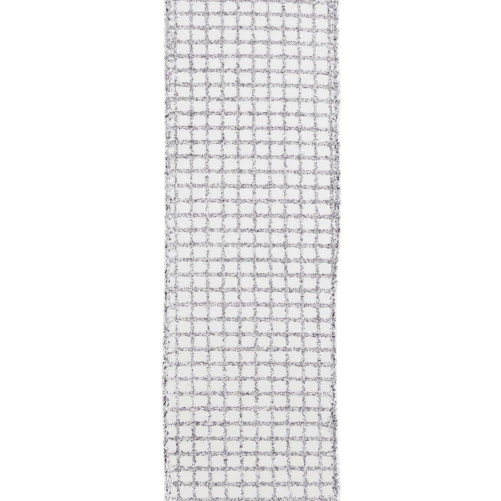 Silver Glitter Mesh Ribbon