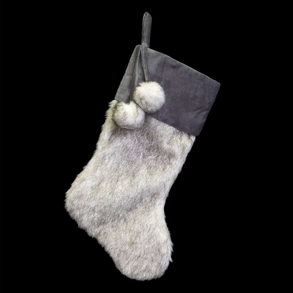 Grey Faux Fur Stocking