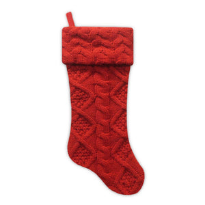 Red Cable Knit Stocking