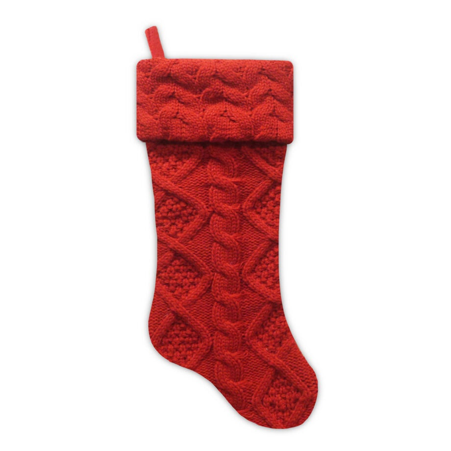 Red Cable Knit Stocking