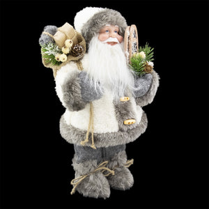 Gray & White Fur Clothed Santa 12"