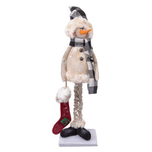 Load image into Gallery viewer, Tall Rustic Snowman w Black&amp; White Plaid
