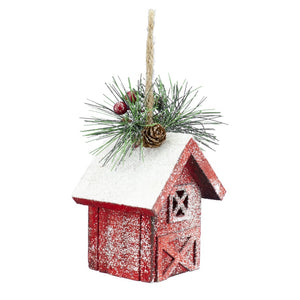 Little Red Bird House Ornament