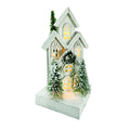 Lighted White Wooden Corner House