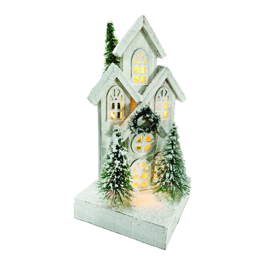 Snowy Wooden House Corner Piece