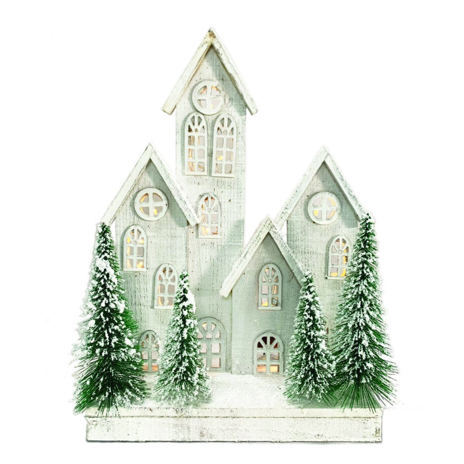 Snowy Wooden House Backdrop