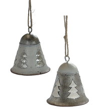 Load image into Gallery viewer, Silver &amp; White Metal Tree Bell  Ornament
