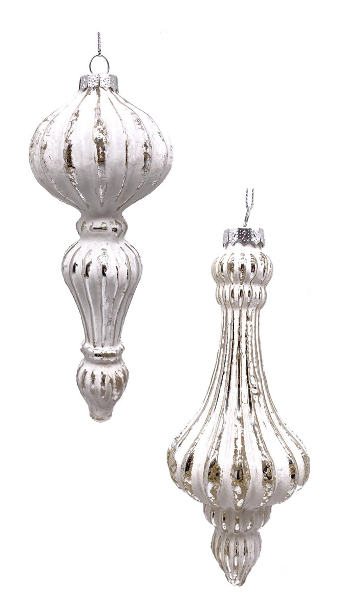 Whitewashed Silver Finial Ornament