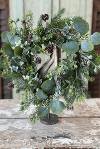 Eucalyptus Mixed Greens Candle Ring Wreath