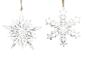 Vintage White Metal Snowflake Ornament