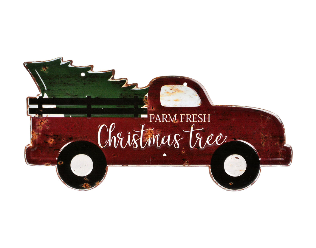 Farm Fresh Red Truck Metal Sign