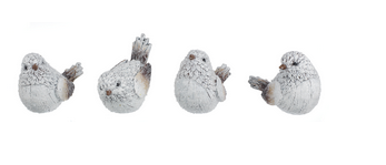 White resin sitting birds w brown tails
