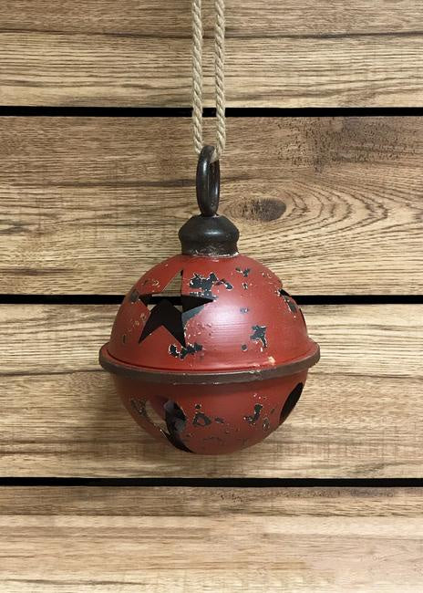 Rustic Red Metal Jingle Bell 9 inch