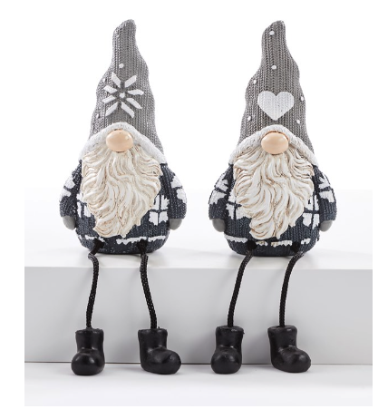 Cute Black & Grey Shelf Sitter Gnome