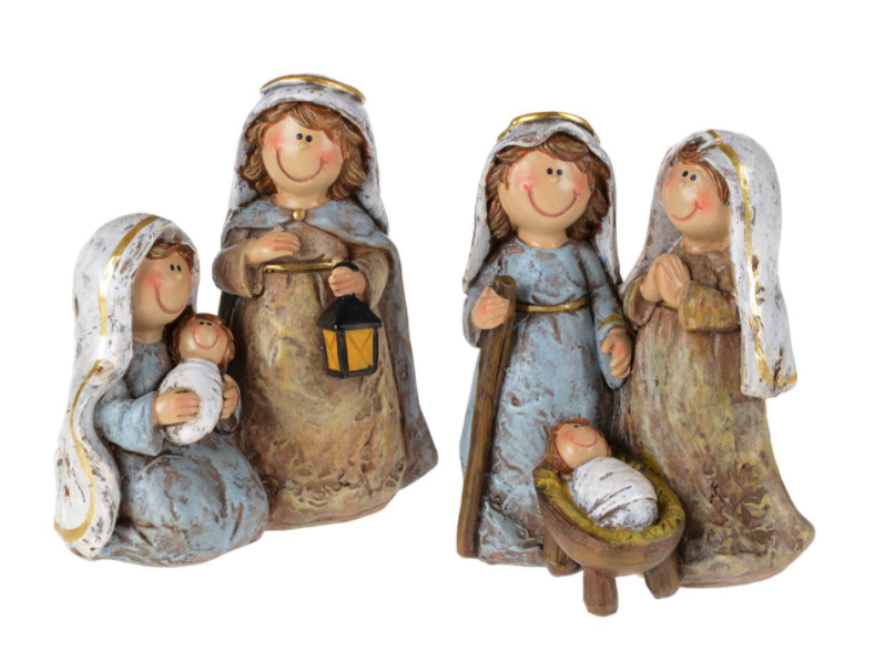 Blue & Brown Childlike Nativity Figures