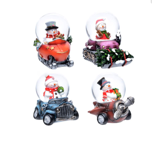 Small Snowman in Vehicle Snowglobe - 4 styles