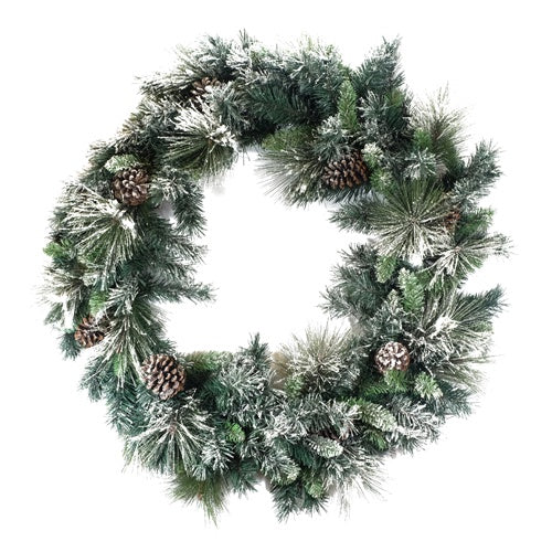36" Frosted Grouse Pine Wreath