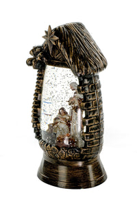 Bronze Nativity Snowglobe in Manger