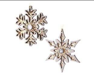 Wooden Snowflake Ornament w/Glitter 2 asst