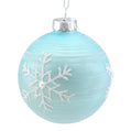 Blue Glass Ball Ornament w Snowflake Designs