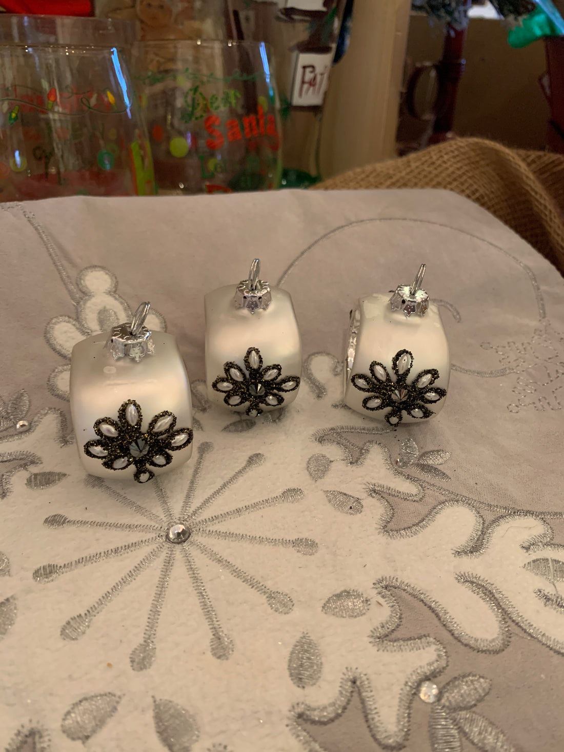 Glass Silver Napkin and Place Holders - set of 6