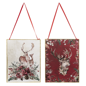 Square Metal Floral Stag Wall Hangings