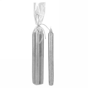 Silver Glitter Candle Tapers