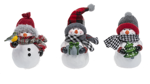 Cozy Plaid Snowman Figurines
