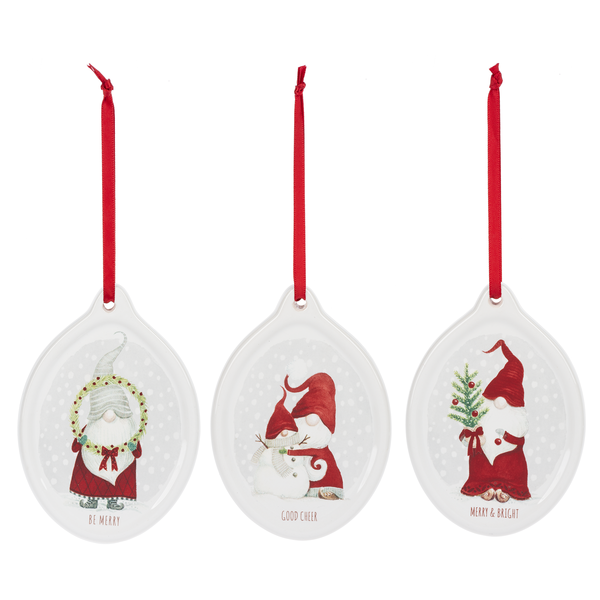Ceramic Disc Gnome Ornament