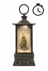 Bronze Lantern Christmas Tree Snowglobe