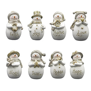 Charming Gold & White Snowman Figurines