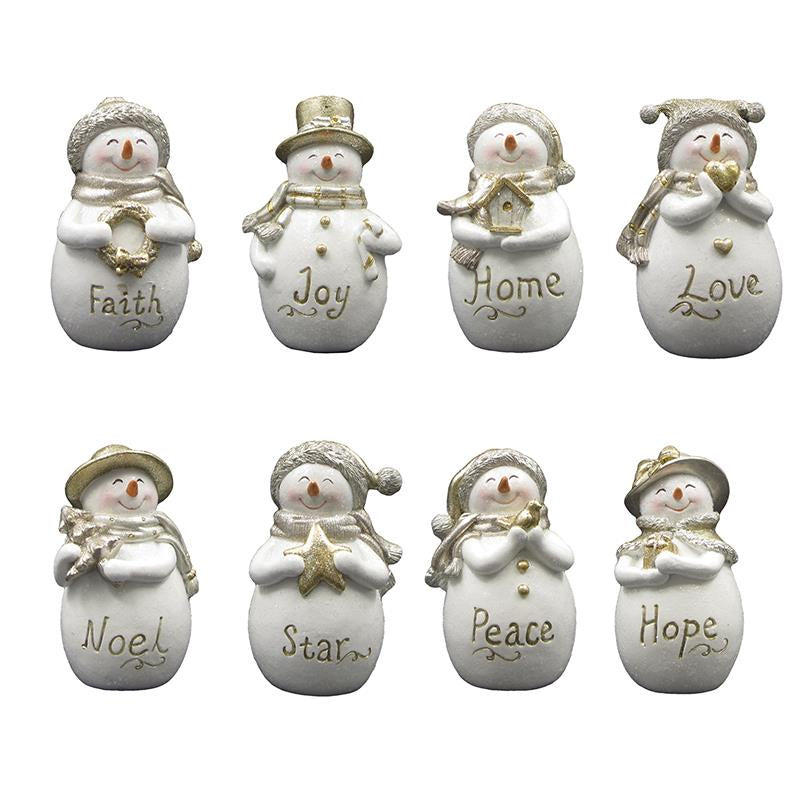 Charming Gold & White Snowman Figurines