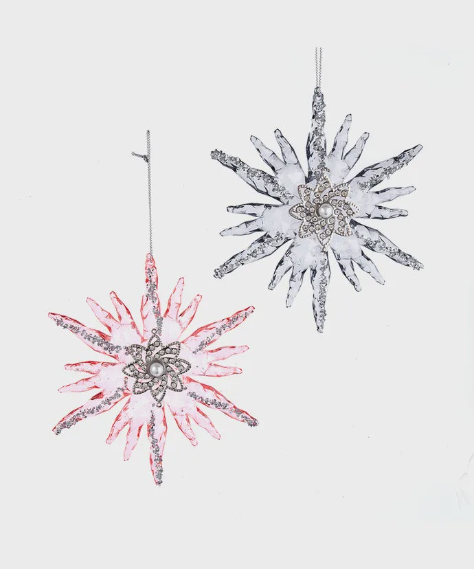 Pink or Silver Snowflake Ornament