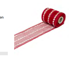 Red Mesh Ribbon W Cotton Stripe