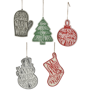 Whitewashed Metal  Iconic Christmas Ornament