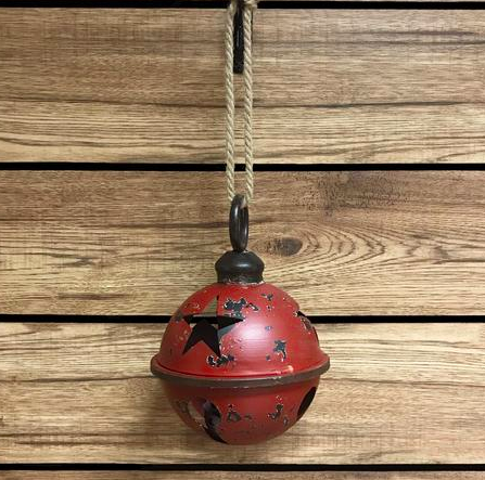 Rustic Red  Metal Jingle Bell 7 inch