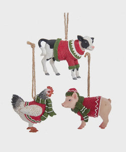 Farm Animal in Sweater Ornament